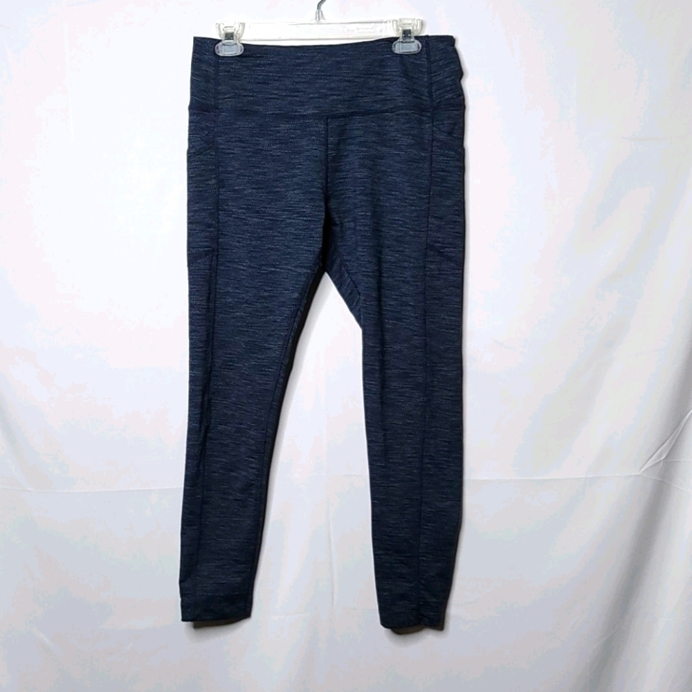 Mondetta performance + luxury blue training gym running workout leggings sz Lg